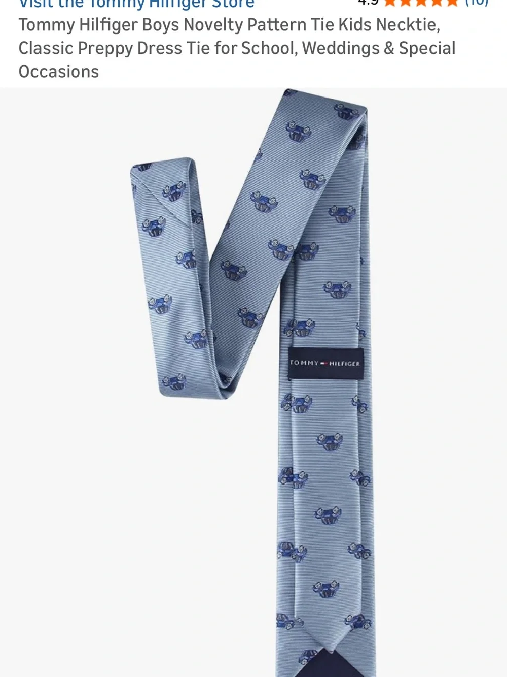BRAND NEW Tommy Hilfiger Boys Kids Tie Necktie Blue Cars Print Printed Slim NWT